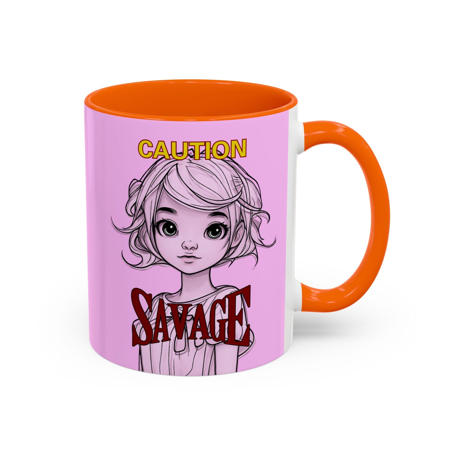 Caution, Savage Pink Accent Mug by cypherpunkgear.com