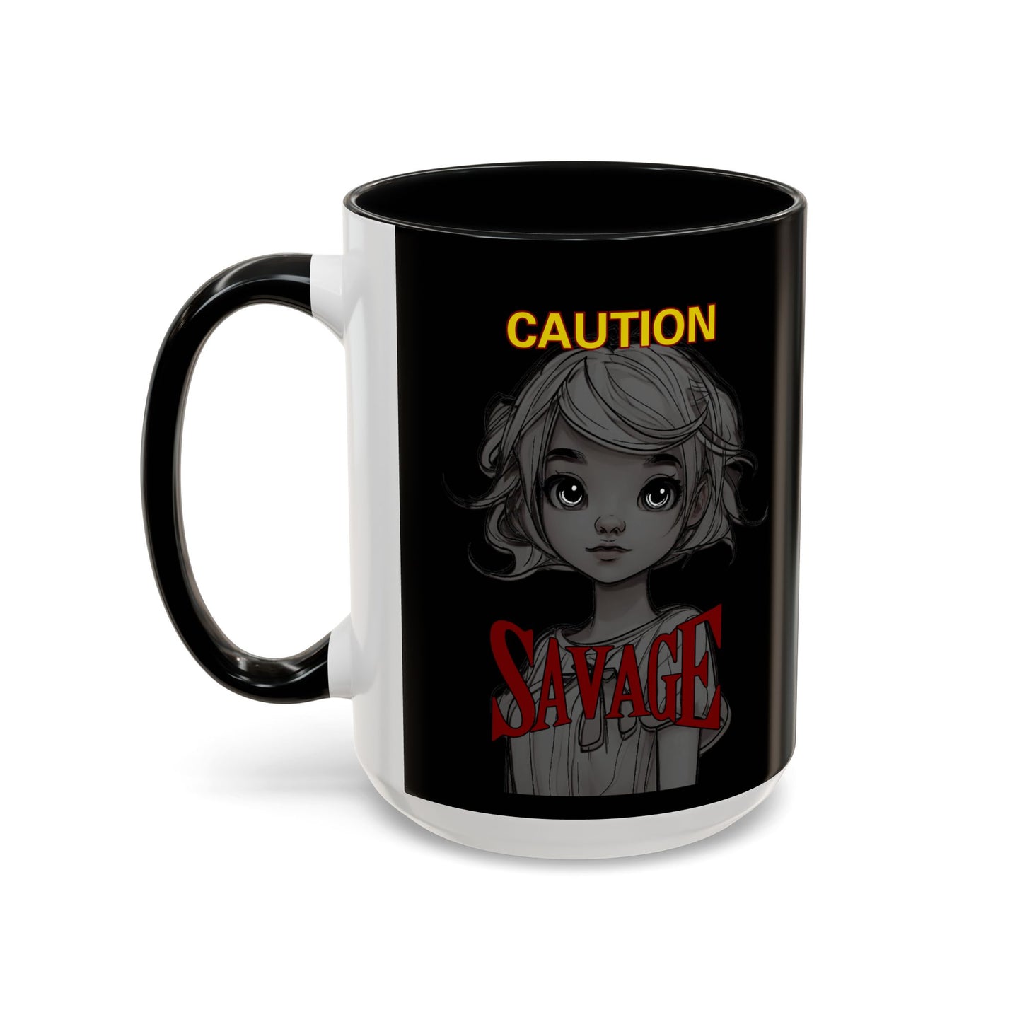 Caution, Savage Black Accent Mug by cypherpunkgear.com
