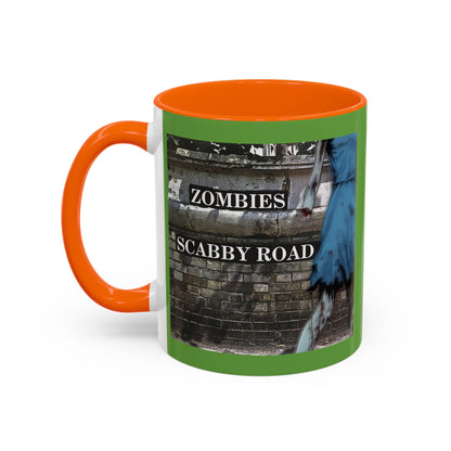 2-sided, Scabby Road Green Accent Mug by CreepyCrafts.boo