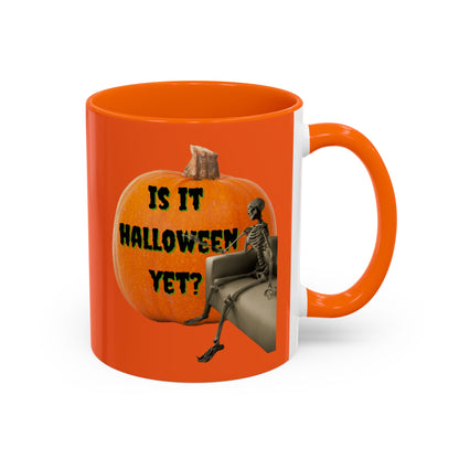Is it Halloween yet? Skeleton's Giant Pumpkin Orange Accent Mug by CreepyCrafts.boo