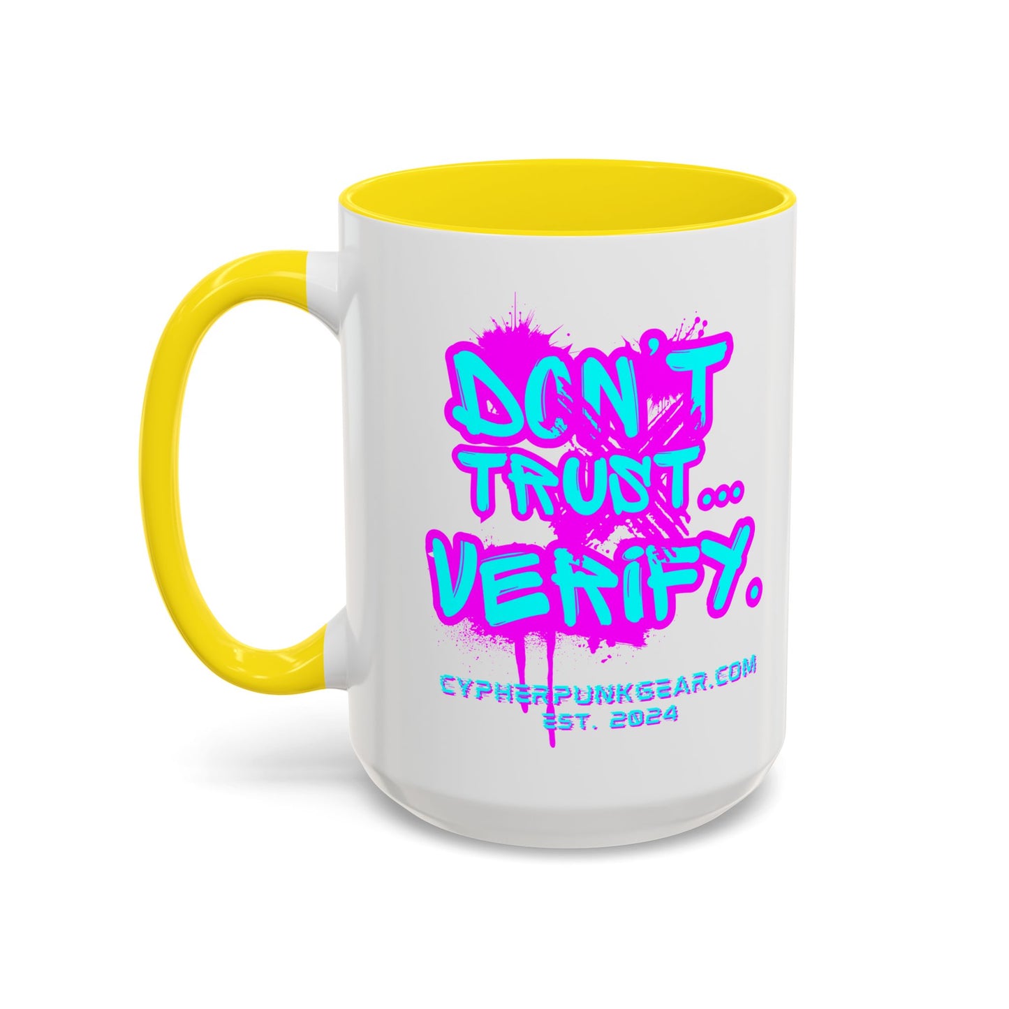 Don't Trust...Verify. White Accent Mug by cypherpunkgear.com