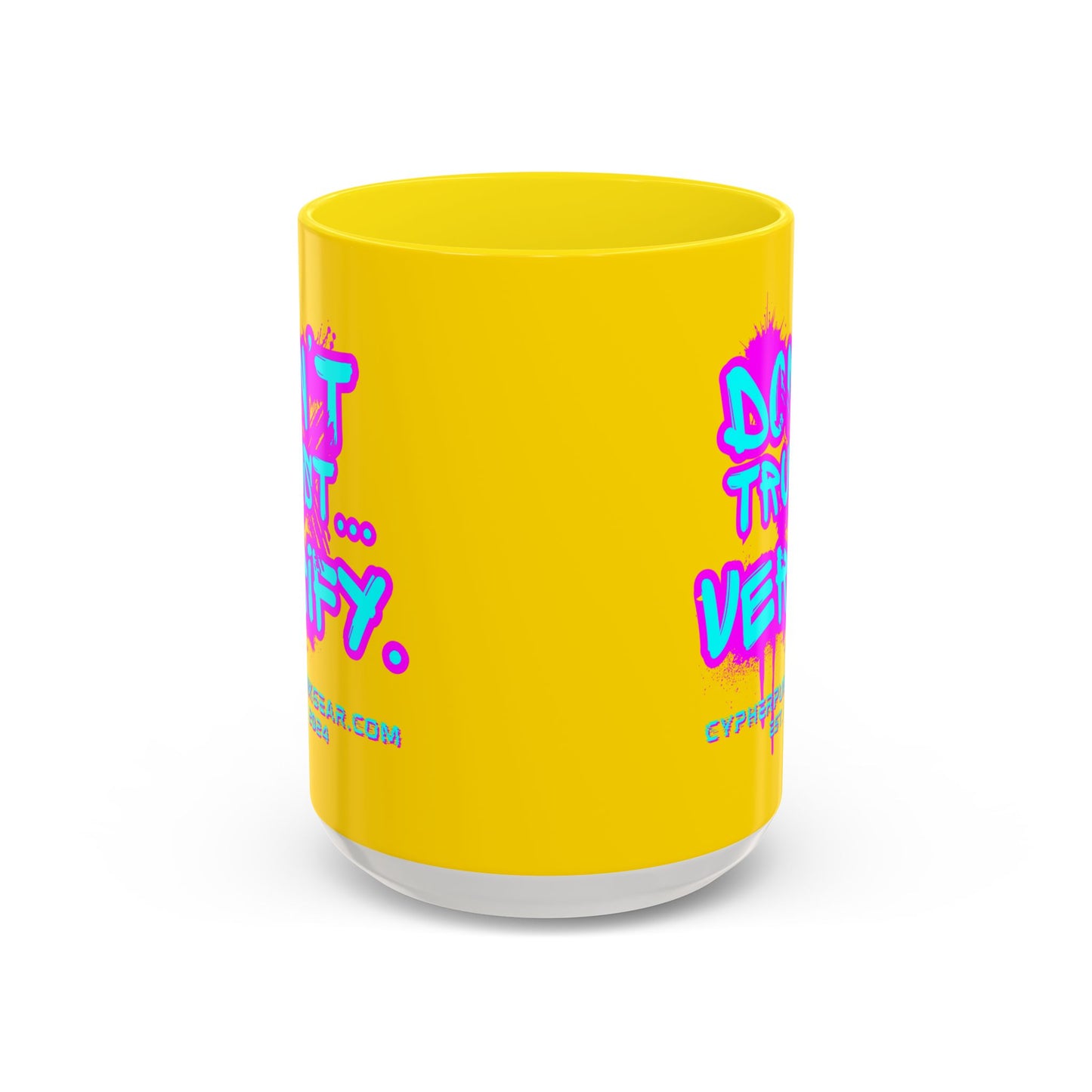 Don't Trust...Verify. Yellow Accent Mug by cypherpunkgear.com