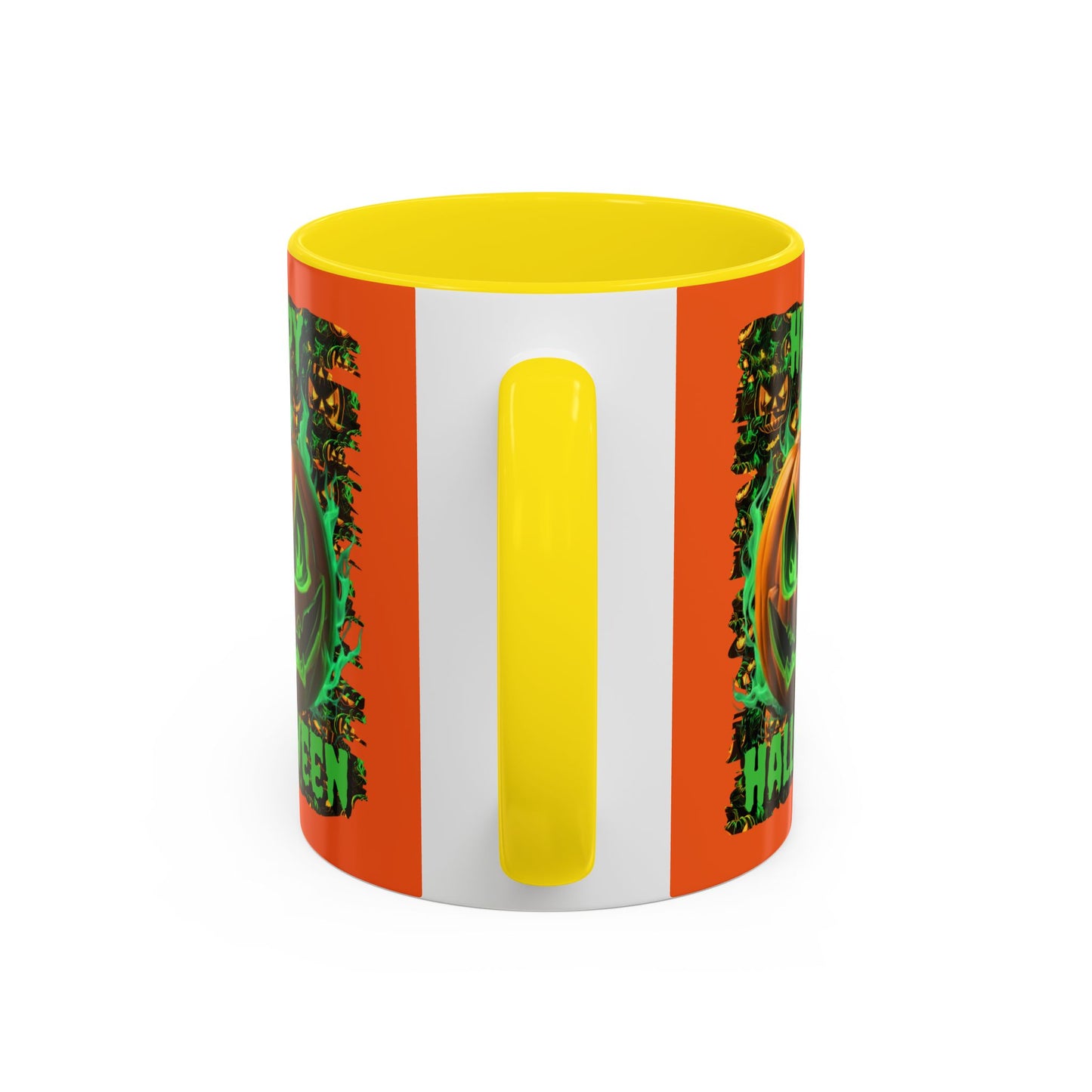 Happy Halloween Green Jack Orange Accent Mug by CreepyCrafts.boo