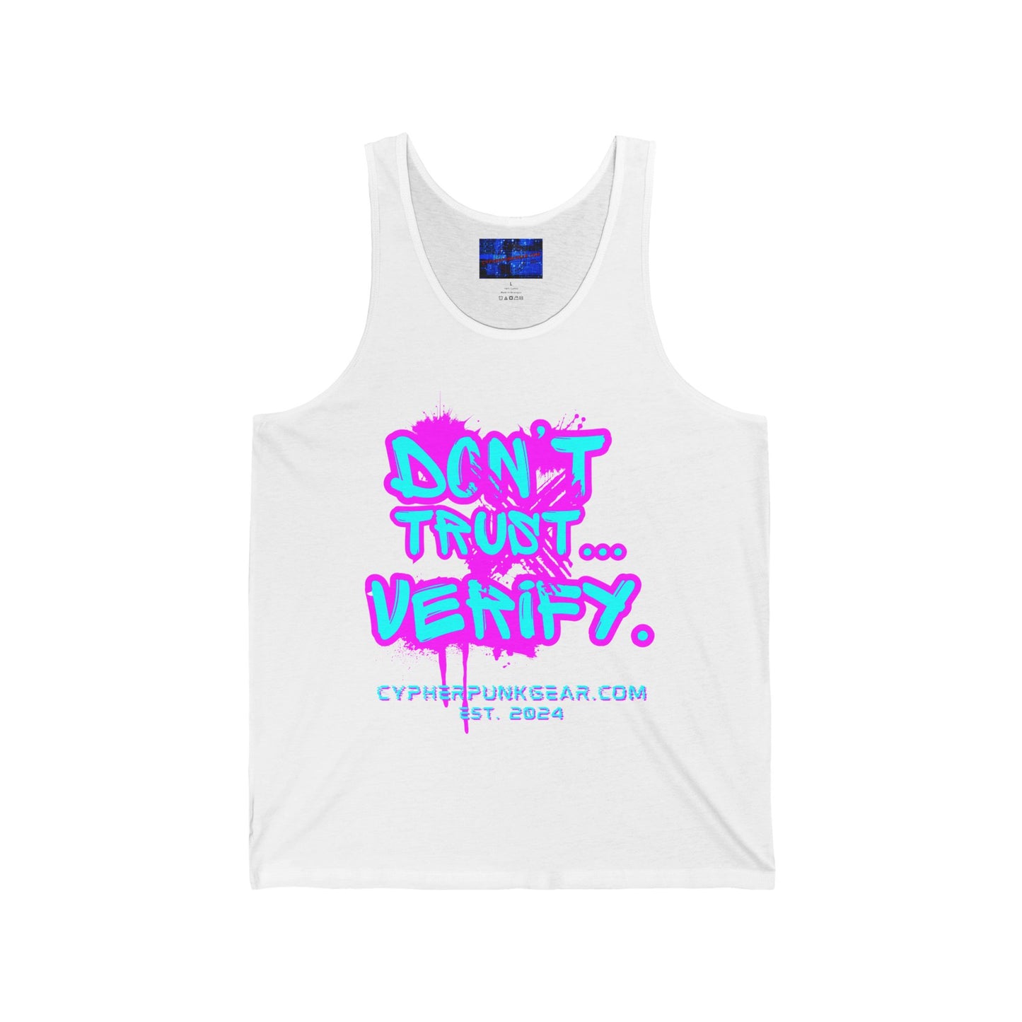 Don't Trust...Verify. Unisex Jersey Tank Top by cypherpunkgear.com