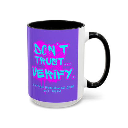 Don't Trust...Verify. Light Purple Accent Mug by cypherpunkgear.com