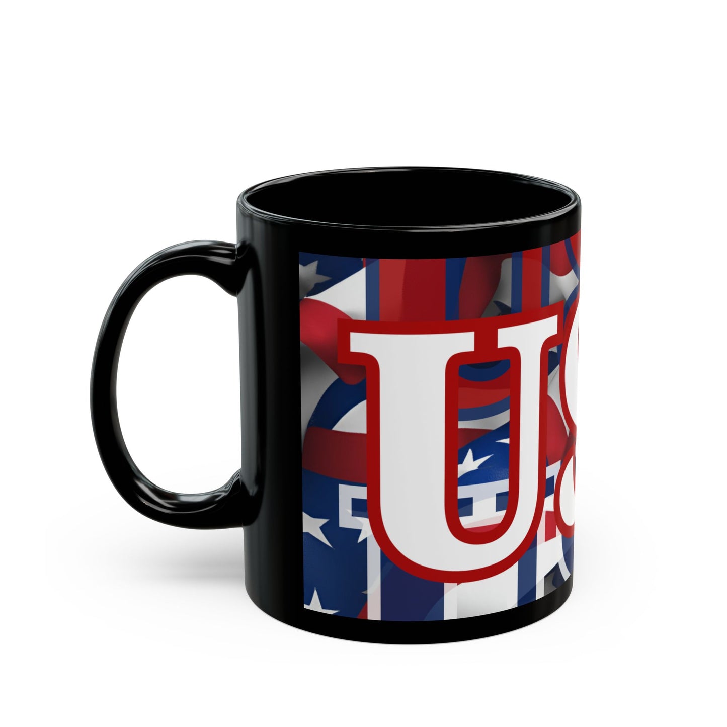 USA! USA! USA White font Patriot Black Mug by cypherpunkgear.com