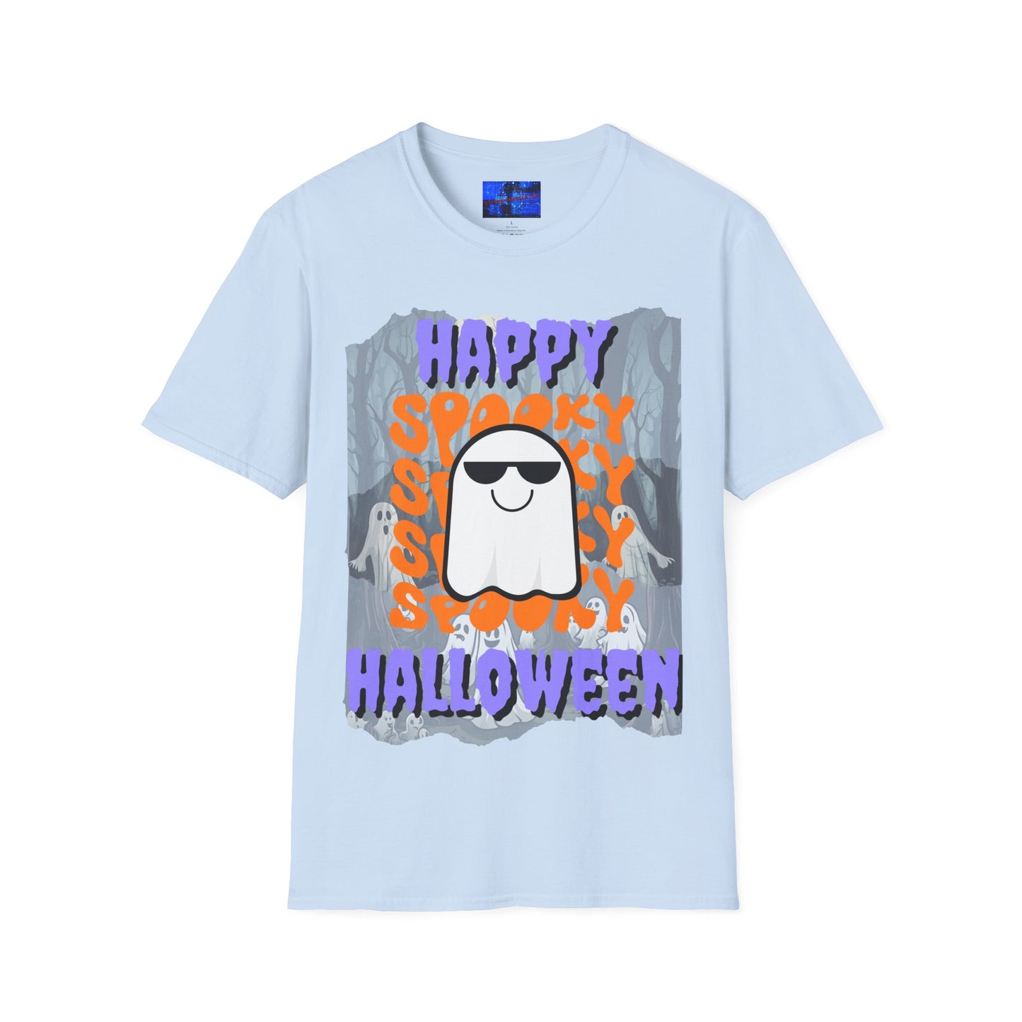 Spooky Happy Halloween Ghost PRfont Unisex T-Shirt by cypherpunkgear