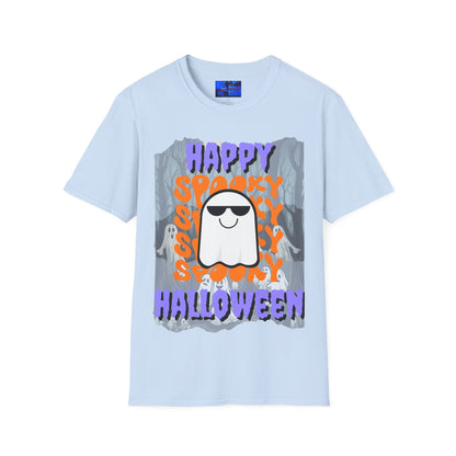 Spooky Happy Halloween Ghost PRfont Unisex T-Shirt by cypherpunkgear