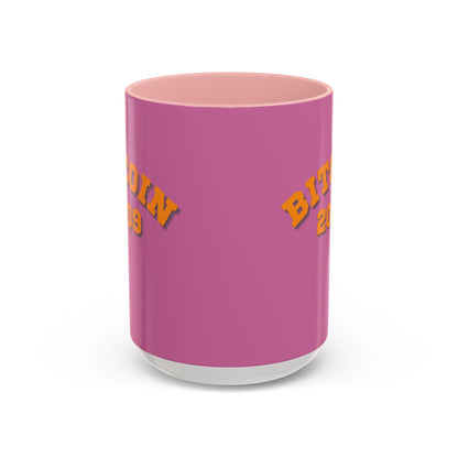 Bitcoin 2009 Pink Accent Mug by cypherpunkgear.com