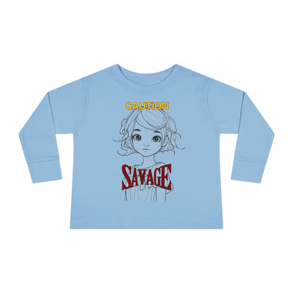 Caution: Tiny but Savage Toddler Long Sleeve Tee by cypherpunkgear.com