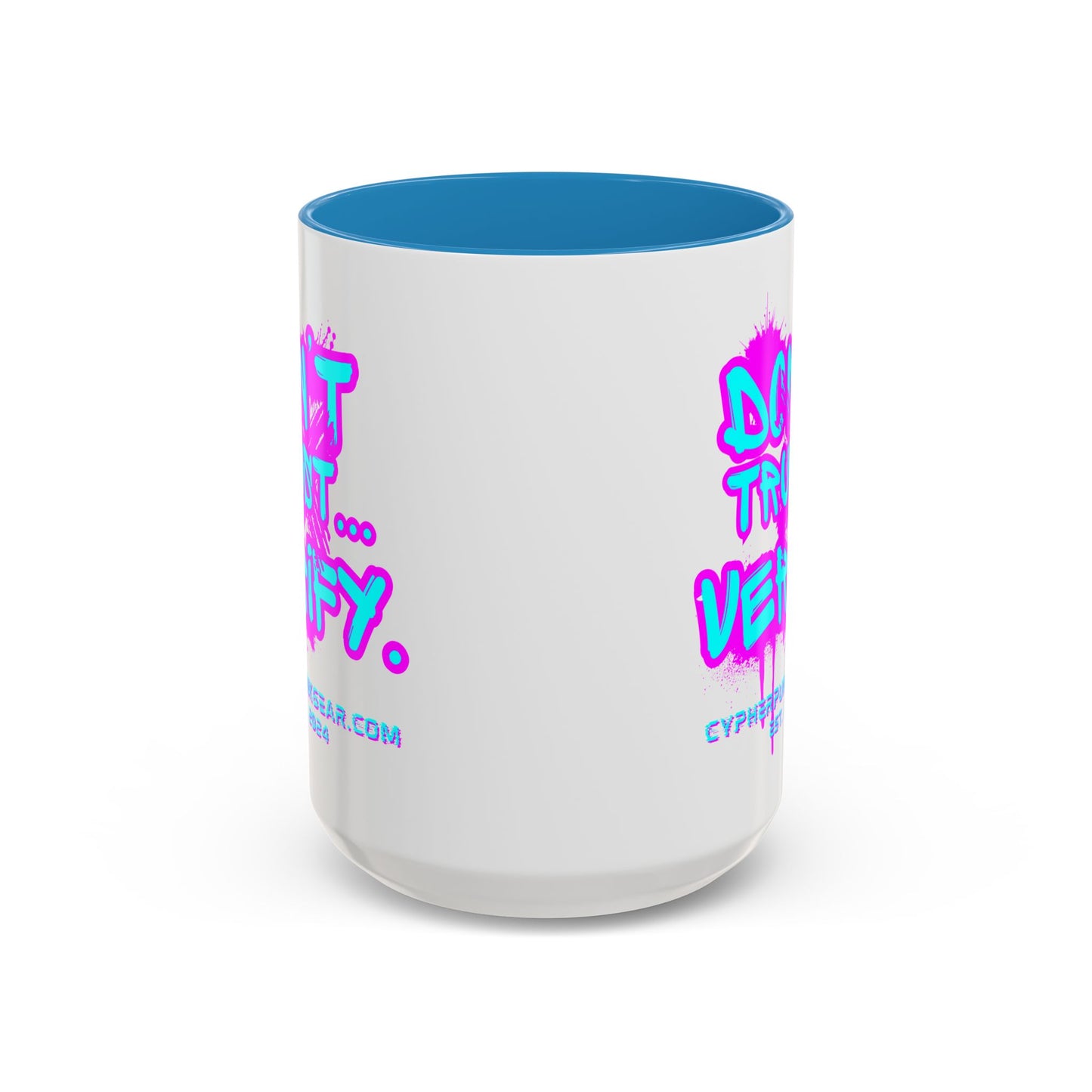 Don't Trust...Verify. White Accent Mug by cypherpunkgear.com