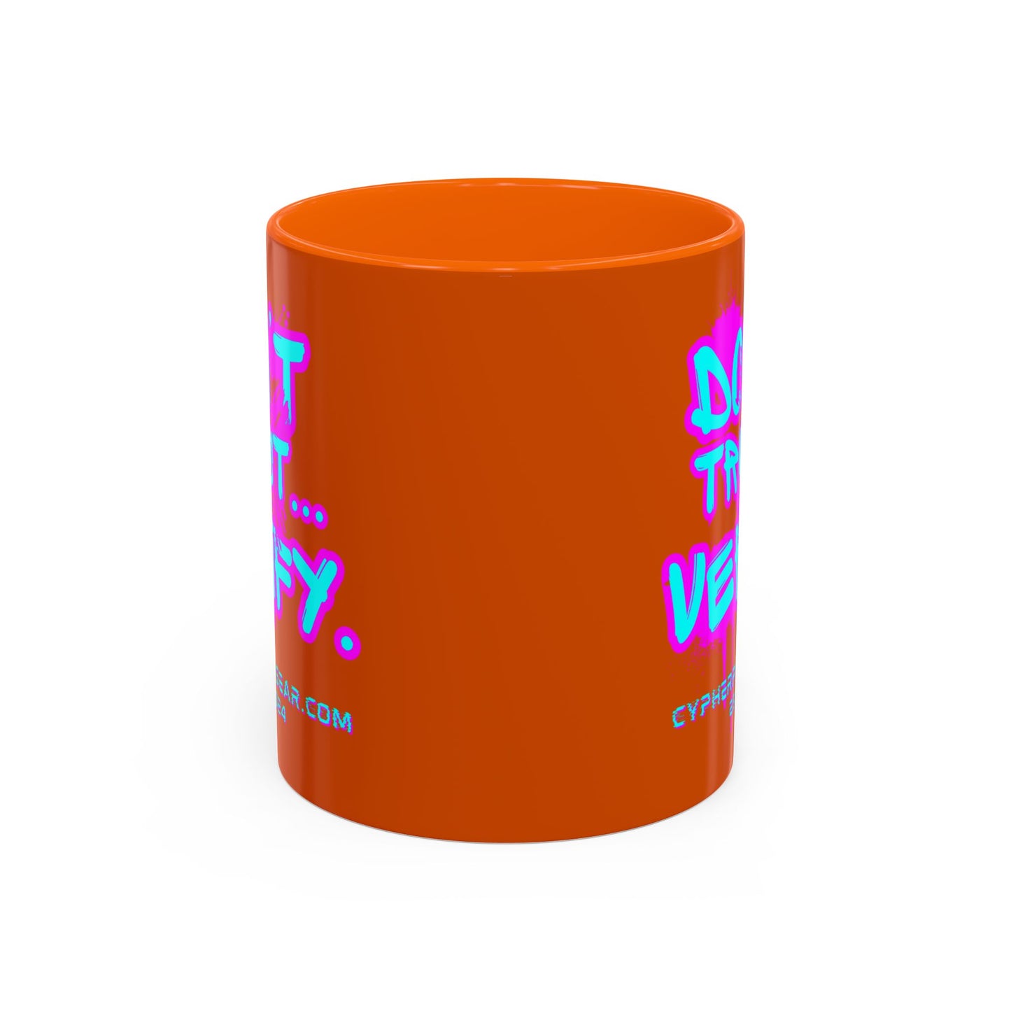 Don't Trust...Verify. Orange Accent Mug by cypherpunkgear.com