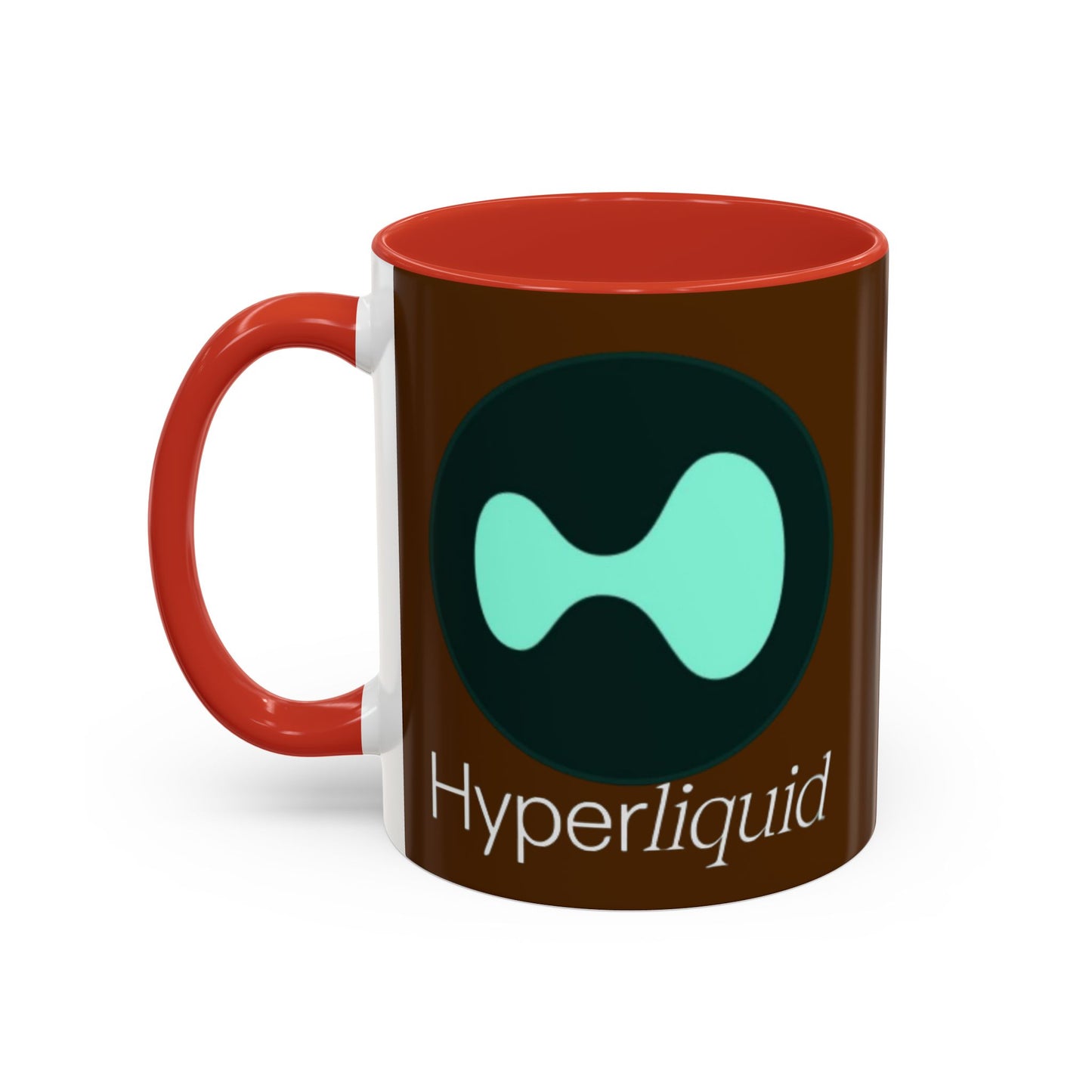Hyperliquid White font Brown Accent Mug by cypherpunkgear.com