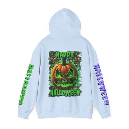 Happy Halloween Green Jack Hoodie Unisex Hooded Sweatshirt by cypherpunkgear