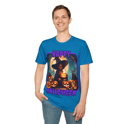 Happy Halloween Cute Witch PRfont DKcolors Unisex T-Shirt by cypherpunkgear