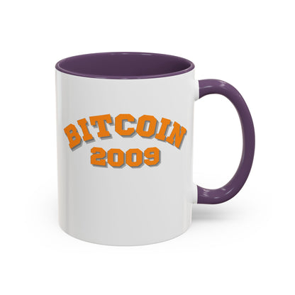 Bitcoin 2009 White Accent Mug by cypherpunkgear.com