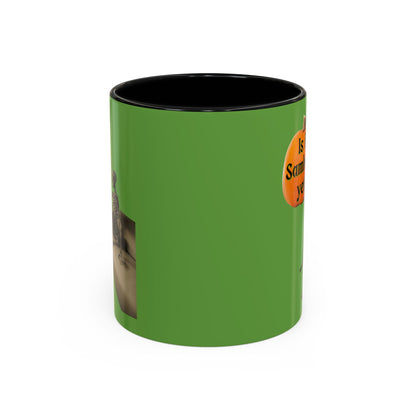 Is it Samhain yet? Skeleton's Pumpkin Green Accent Mug by CreepyCrafts.boo