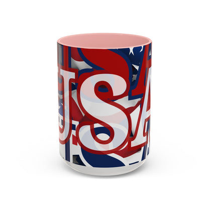 USA! USA! USA WHfont Patriot Accent Mug by cypherpunkgear