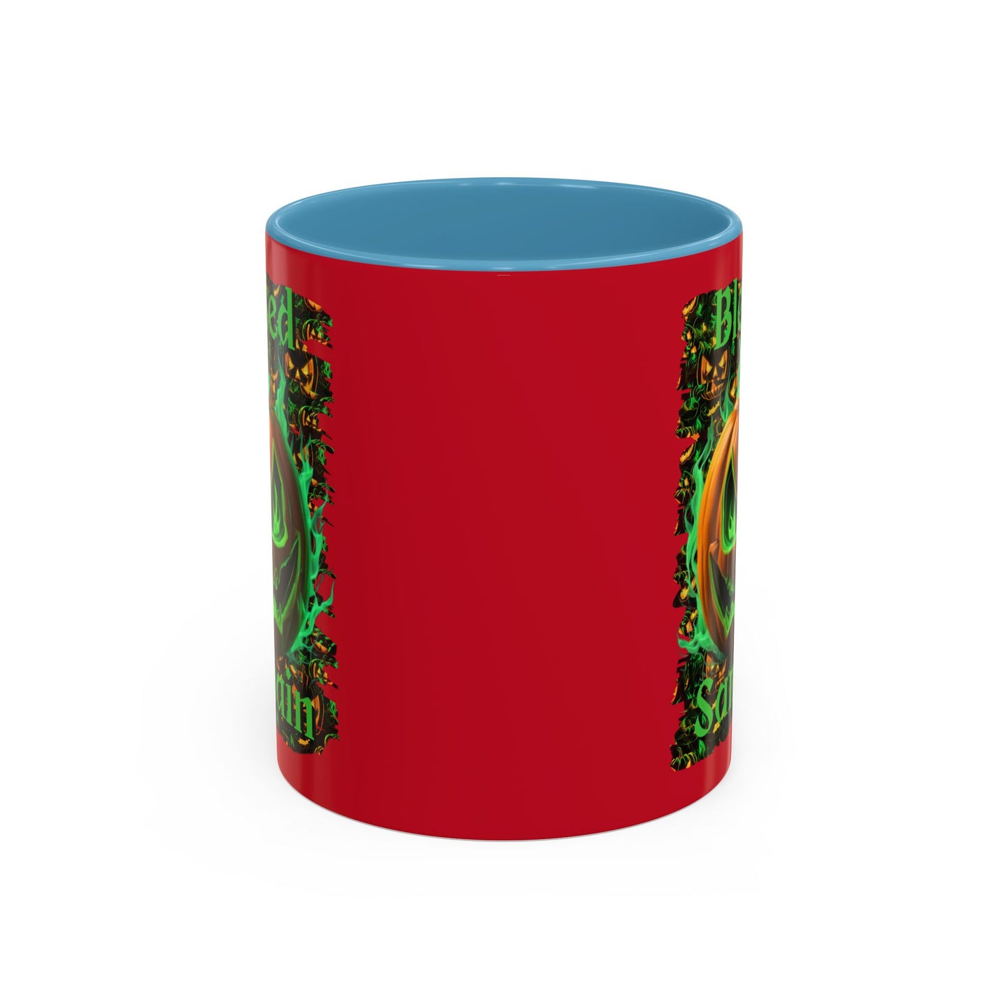 Blessed Samhain Green Jack Red Accent Mug by CreepyCrafts.boo