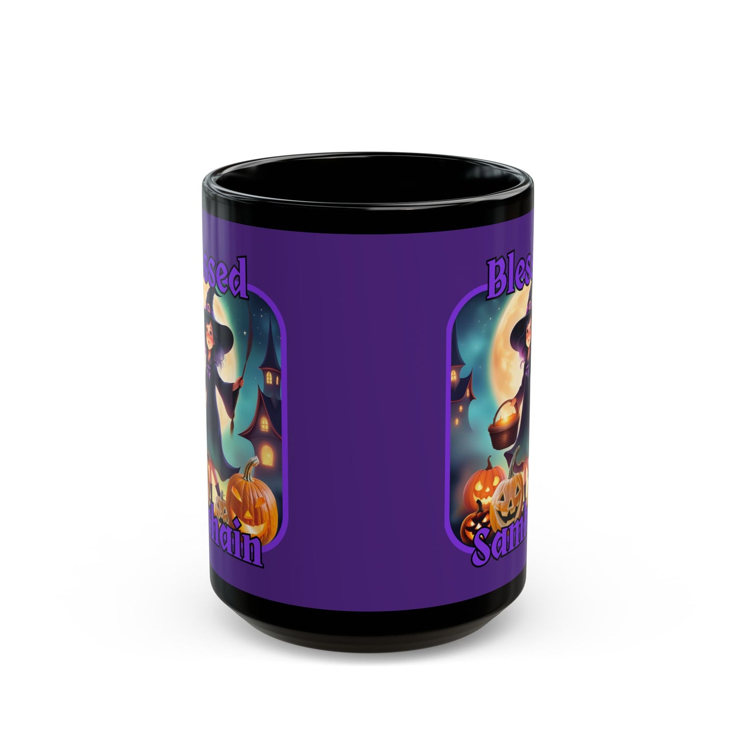 Blessed Samhain Little Witch Purple font Purple Mug by CreepyCrafts.boo