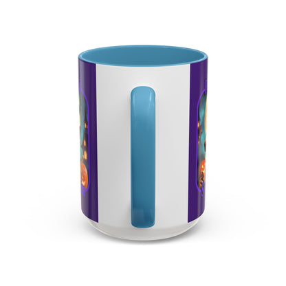 Blessed Samhain Little Witch Purple font Purple Accent Mug by CreepyCrafts.boo