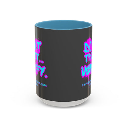 Don't Trust...Verify. Grey Accent Mug by cypherpunkgear.com