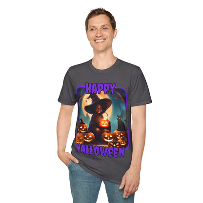 Happy Halloween Cute Witch PRfont DKcolors Unisex T-Shirt by cypherpunkgear