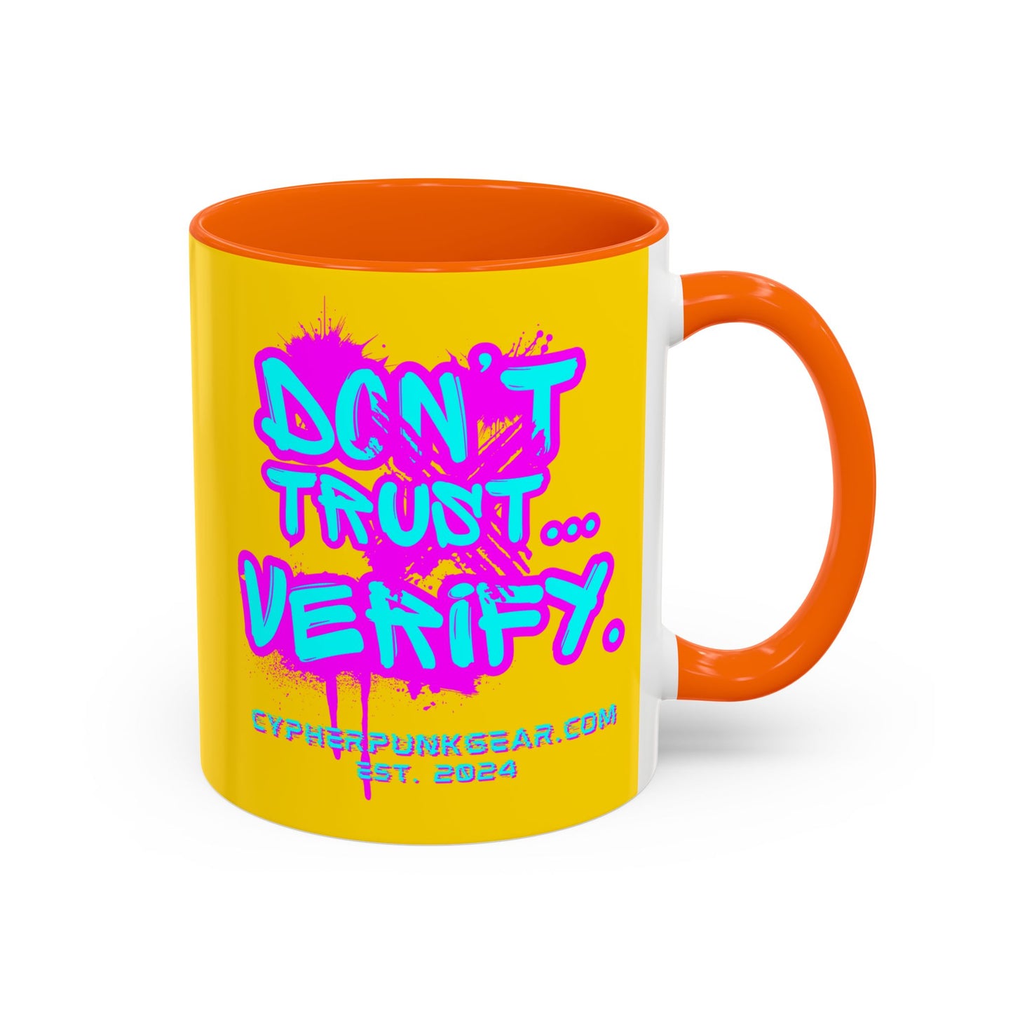 Don't Trust...Verify. Yellow Accent Mug by cypherpunkgear.com