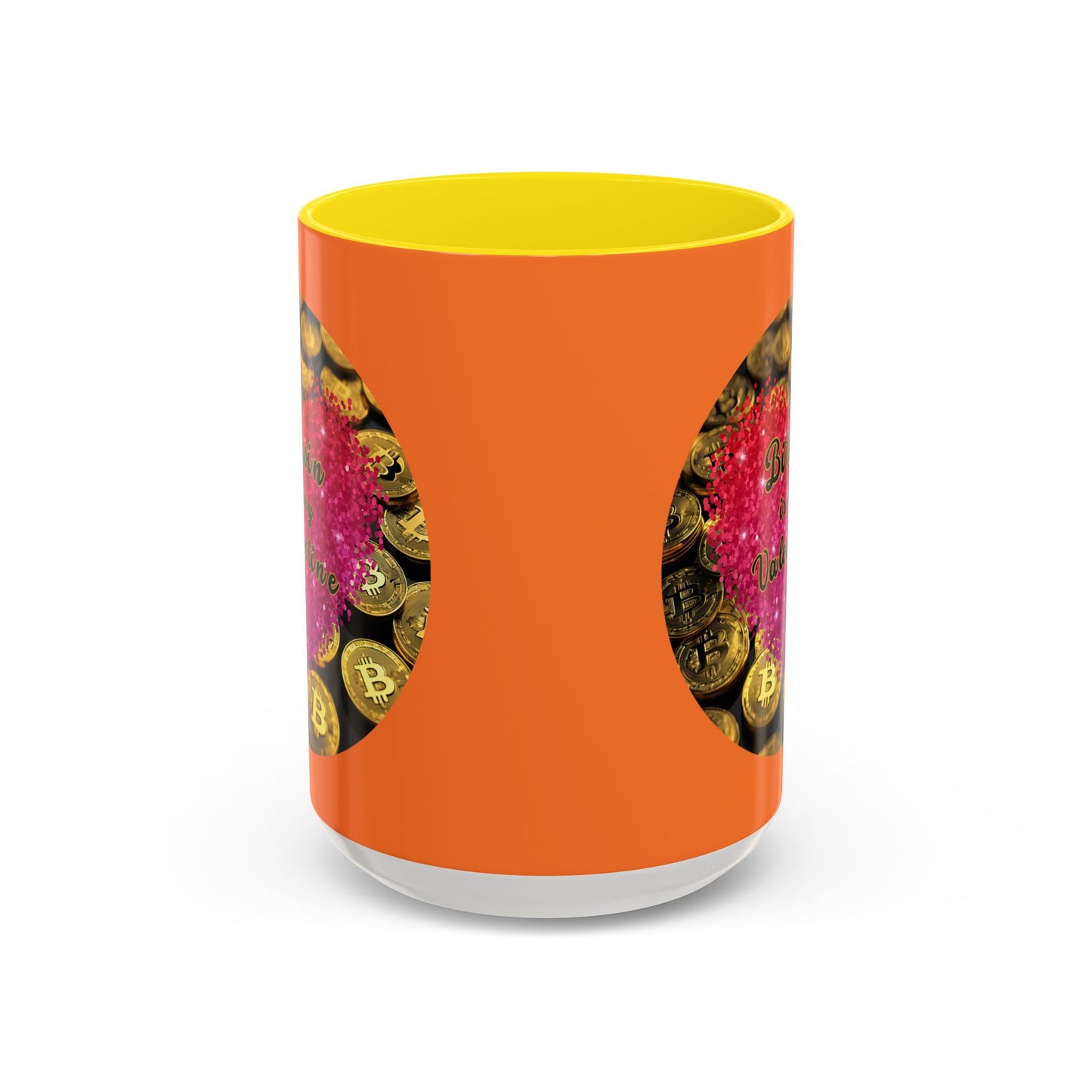Bitcoin is My Valentine Orange Accent Mug by cypherpunkgear.com