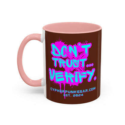 Don't Trust...Verify. Brown Accent Mug by cypherpunkgear.com