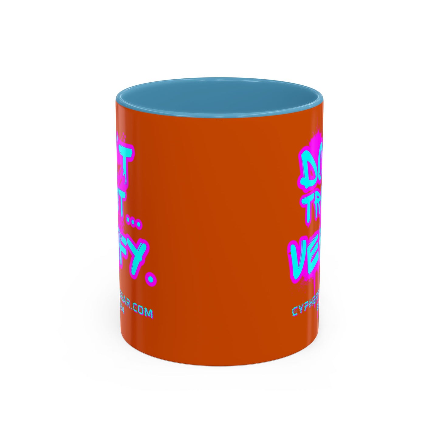 Don't Trust...Verify. Orange Accent Mug by cypherpunkgear.com