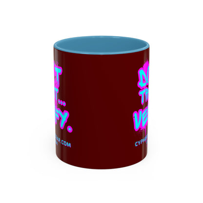 Don't Trust...Verify. Red Accent Mug by cypherpunkgear.com