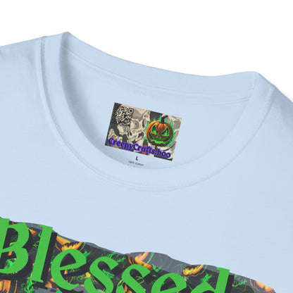 Blessed Samhain Green Jack Light colors Unisex T-Shirt by CreepyCrafts.boo