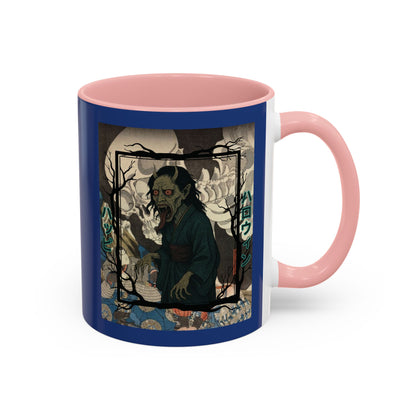 Yōkai Happy Halloween Dark Blue Accent Mug by CreepyCrafts.boo