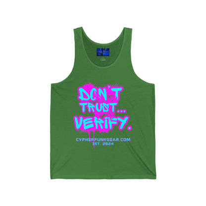 Don't Trust...Verify. Unisex Jersey Tank Top by cypherpunkgear.com