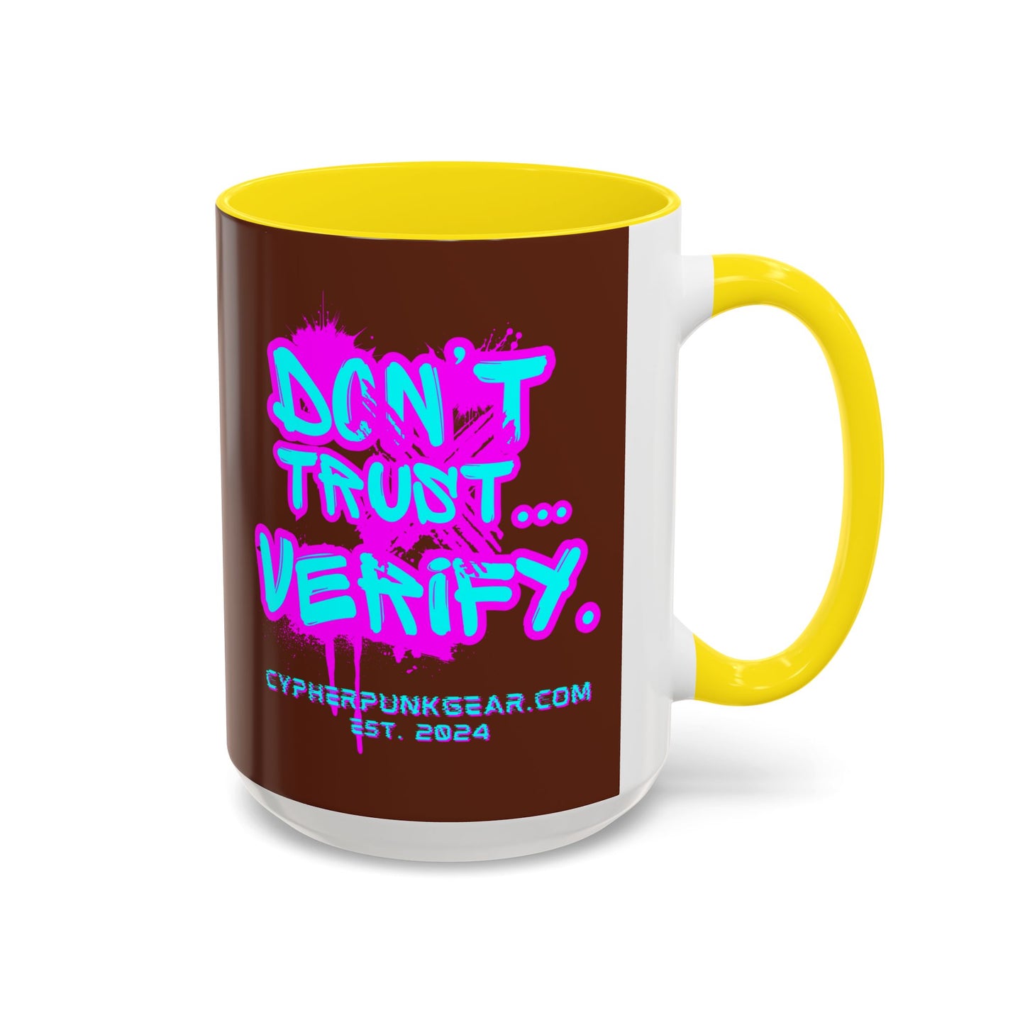 Don't Trust...Verify. Brown Accent Mug by cypherpunkgear.com