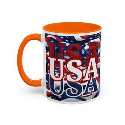 USA White font Center Patriot Accent Mug by cypherpunkgear.com