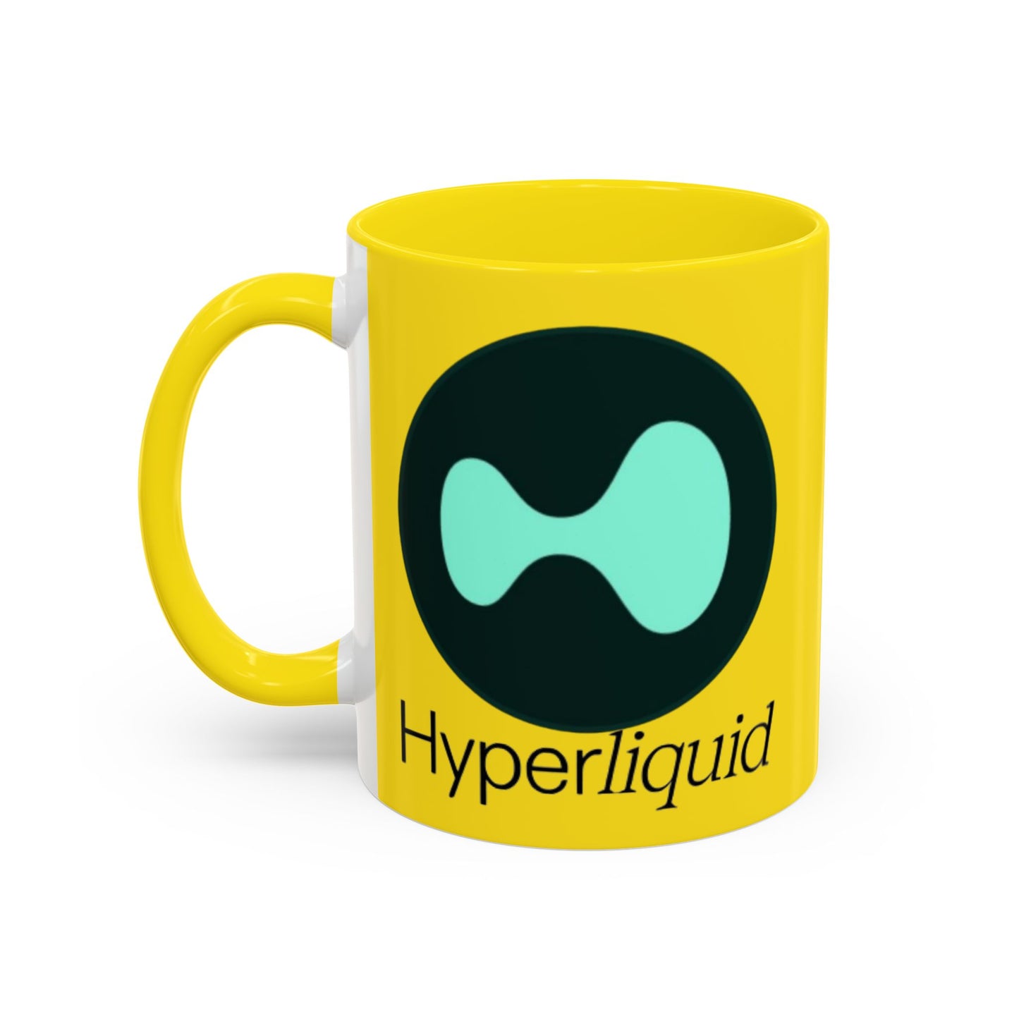 Hyperliquid Black font Yellow Accent Mug by cypherpunkgear.com