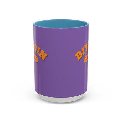 Bitcoin 2009 Light Purple Accent Mug by cypherpunkgear.com