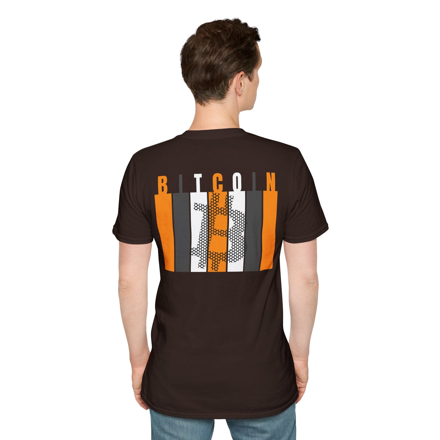 2-sided, Bitcoin (BTC) Decentralized Freedom Dark colors Unisex T-Shirt by cypherpunkgear.com