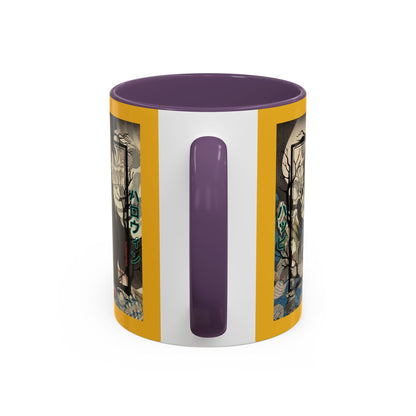 Yōkai Happy Halloween Yellow Accent Mug by CreepyCrafts.boo