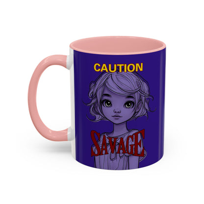 Caution, Savage Dark Purple Accent Mug by cypherpunkgear.com