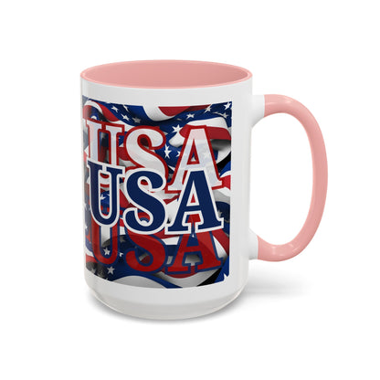 USA Blue font Center Patriot Accent Mug by cypherpunkgear.com