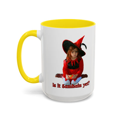 Is it Samhain yet? White Accent Mug by CreepyCrafts.boo