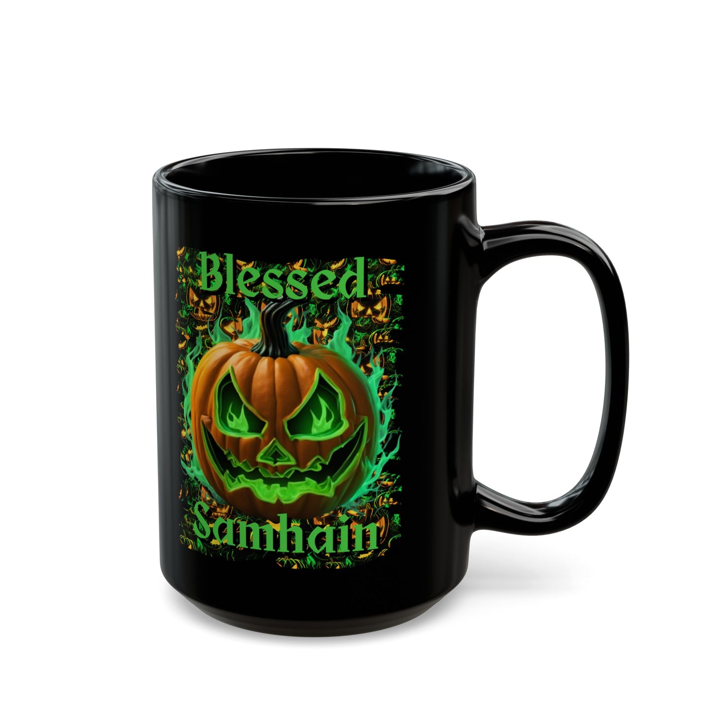 Blessed Samhain Green Jack Black Mug by cypherpunkgear