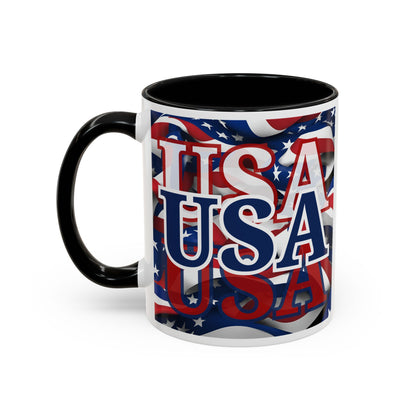 USA Blue font Center Patriot Accent Mug by cypherpunkgear.com