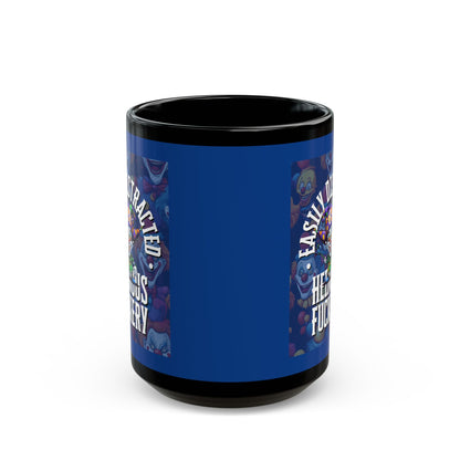 Easily Distracted by Heinous Fuckery Little Jinx Dark Blue Mug by cypherpunkgear.com