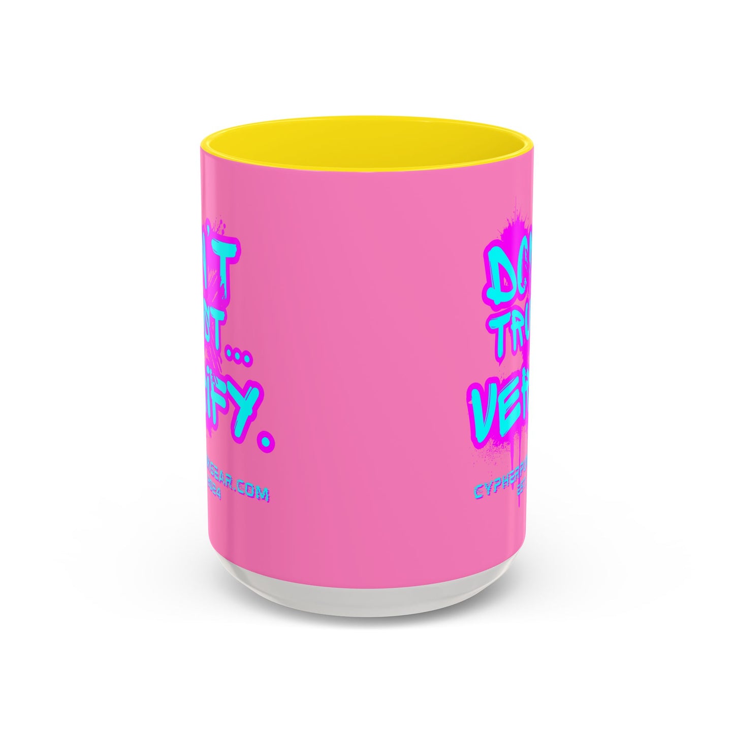 Don't Trust...Verify. Light Pink Accent Mug by cypherpunkgear.com