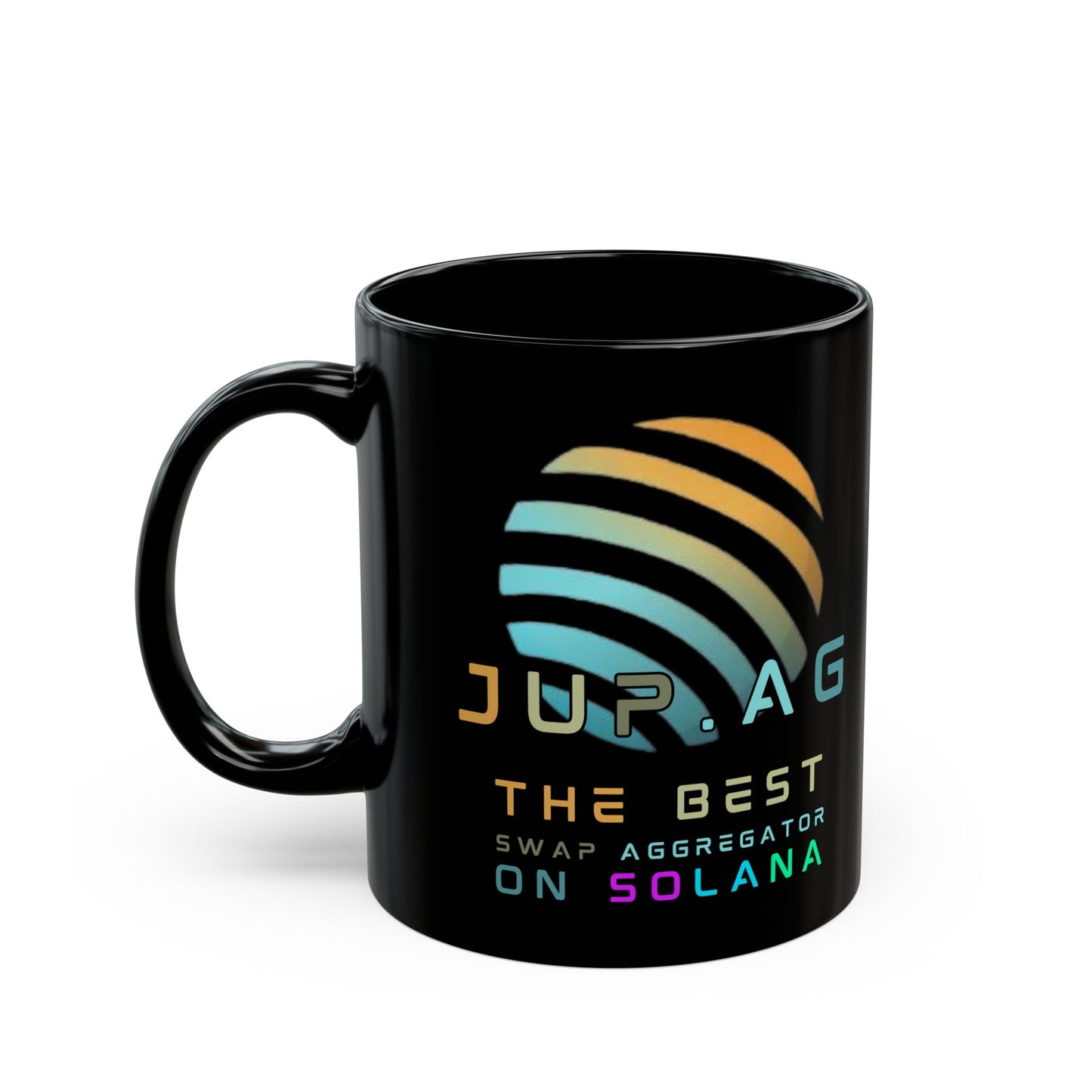 Jupiter (JUP) the best aggregator on Solana Black Mug by cypherpunkgear.com