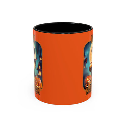 Happy Halloween Little Witch Orange font Orange Accent Mug by CreepyCrafts.boo
